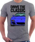 Drive The Classic Mazda RX7 FD Late Model. T-shirt in Heather Grey Color