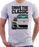Drive The Classic Mazda RX7 FD Late Model Lights Open. T-shirt in White Color