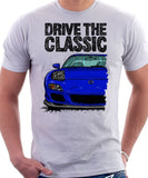 Drive The Classic Mazda RX7 FD Late Model Lights Open. T-shirt in White Color