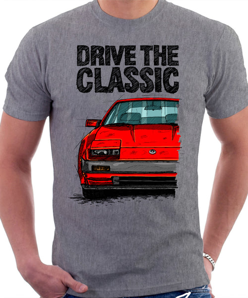 Drive The Classic Nissan 300ZX Z31 Early Model (Black Bumper). T-shirt in Heather Grey Colour.
