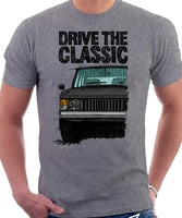 Drive The Classic Range Rover Classic Early Model. T-shirt in Heather Grey Color.