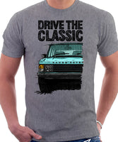 Drive The Classic Range Rover Classic Late Model. T-shirt in Heather Grey Color.