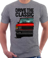 Drive The Classic Range Rover Classic Late Model Big Bumper. T-shirt in Heather Grey Color.