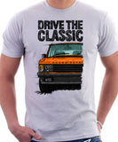Drive The Classic Range Rover Classic Late Model Big Bumper. T-shirt in White Color.