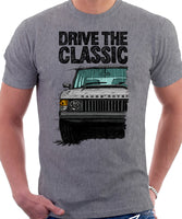 Drive The Classic Range Rover Classic Mid Model. T-shirt in Heather Grey Color.