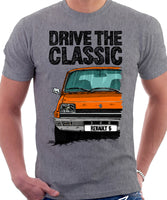 Drive The Classic Renault 5 Early Model. T-shirt in Heather Grey Colour
