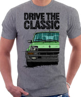 Drive The Classic Renault 5 Turbo (Black Bumper). T-shirt in Heather Grey Color
