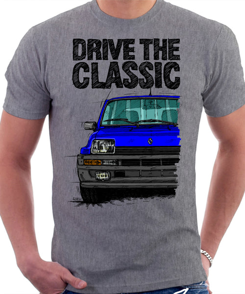 Drive The Classic Renault 5 Turbo (Black Bumper). T-shirt in Heather Grey Color