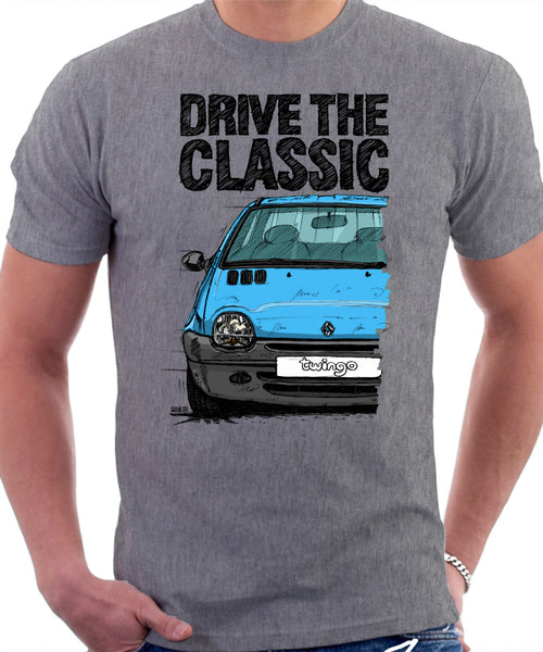 Drive The Classic Renault Twingo Mid Model. T-shirt in Heather Grey Color