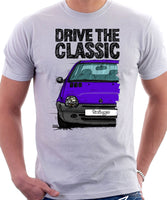 Drive The Classic Renault Twingo Mid Model. T-shirt in White Color