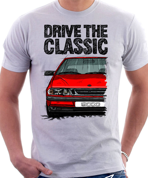 Drive The Classic Saab 9000 Late Model. T-shirt in White Colour