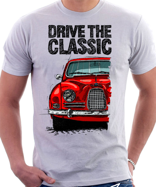 Drive The Classic Saab 96 1960 Model. T-shirt in White Colour
