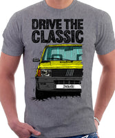 Drive The Classic Fiat Panda Late Model. T-shirt in Heather Grey Colour