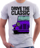 Drive The Classic Mini Moke Early Model. T-shirt in White Colour