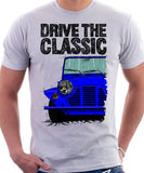 Drive The Classic Mini Moke Early Model. T-shirt in White Colour