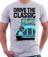 Drive The Classic Mini Moke Early Model. T-shirt in White Colour