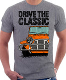 Drive The Classic Mini Moke Late Model. T-shirt in Heather Grey Colour
