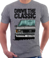 Drive The Classic Opel Ascona B Early Model. T-shirt in Heather Grey Colour