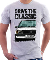 Drive The Classic Opel Ascona B Late Model. T-shirt in White Colour