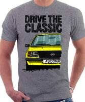 Drive The Classic Opel Ascona B Late Model. T-shirt in Heather Grey Colour