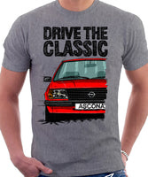 Drive The Classic Opel Ascona B Late Model. T-shirt in Heather Grey Colour