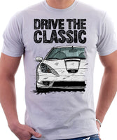 Drive The Classic Toyota Celica 7 Generation Prefacelift Model. T-shirt in White Colour