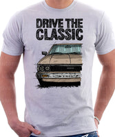 Drive The Classic Toyota Corolla KE70 Round Headlights. T-shirt in White Colour