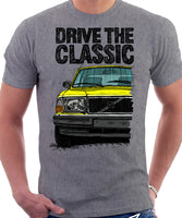 Drive The Classic Volvo 240 90s Model. T-shirt in Heather Grey Colour