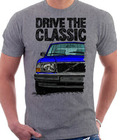 Drive The Classic Volvo 240 90s Model. T-shirt in Heather Grey Colour