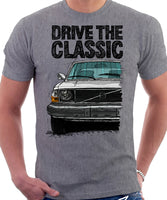 Drive The Classic Volvo 240 Mid 70s Model. T-shirt in Heather Grey Colour