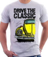 Drive The Classic VW Type 1 Beetle 60's Model . T-shirt in White Colour