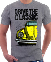 Drive The Classic VW Type 1 Beetle 70's Model . T-shirt in Heather Grey Colour