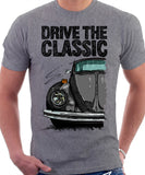 Drive The Classic VW Type 1 Beetle 70's Model . T-shirt in Heather Grey Colour