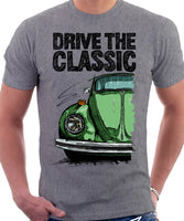 Drive The Classic VW Type 1 Beetle 70's Model . T-shirt in Heather Grey Colour