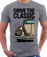 Drive The Classic VW Type 1 Beetle 70's Model . T-shirt in Heather Grey Colour