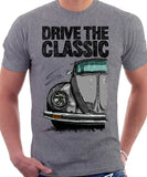 Drive The Classic VW Type 1 Beetle Latest Model . T-shirt in Heather Grey Colour