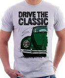 Drive The Classic VW Type 1 Beetle Early Model (Oval) . T-shirt in White Colour