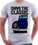 Drive The Classic VW Type 1 Beetle Early Model (Pretzel) . T-shirt in White Colour