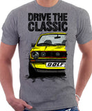 Drive The Classic VW Golf Mk1 GTI Late Model. T-shirt in Heather Grey Colour