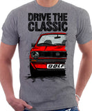 Drive The Classic VW Golf Mk1 Early Model. T-shirt in Heather Grey Colour