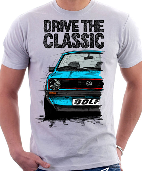 Drive The Classic VW Golf Mk1 GTI Early Model. T shirt in White