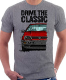 Drive The Classic VW Golf Mk3 Black Bumper. T-shirt in Heather Grey Color.