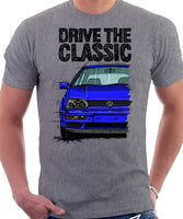 Drive The Classic VW Golf Mk3 Colour Bumper. T-shirt in Heather Grey Color.