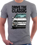 Drive The Classic VW Golf Mk3 Colour Bumper. T-shirt in Heather Grey Color.