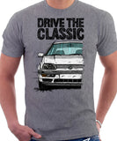 Drive The Classic VW Golf Mk3 Colour Grille. T-shirt in Heather Grey Color.