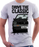Drive The Classic VW Rabbit (Golf) Mk1 Early Model. T-shirt in White Colour