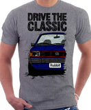 Drive The Classic VW Rabbit (Golf) Mk1 GTI Late Model. T-shirt in Heather Grey Colour