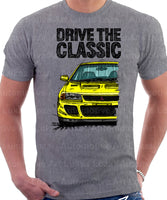 Drive The Classic Mitsubishi Lancer Evolution 1&2. T-shirt in Heather Grey Colour