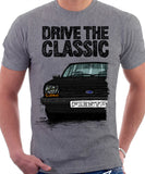 Drive The Classic Ford Fiesta Mk1 Big Bumper. T-shirt in Heather Grey Colour