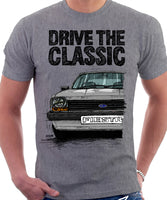 Drive The Classic Ford Fiesta Mk1 Big Bumper. T-shirt in Heather Grey Colour